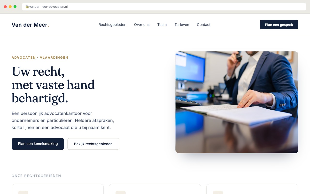 Voorbeeld van een moderne advocatenwebsite