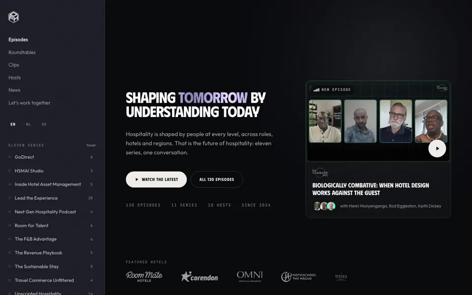 Website van Future of Hospitality